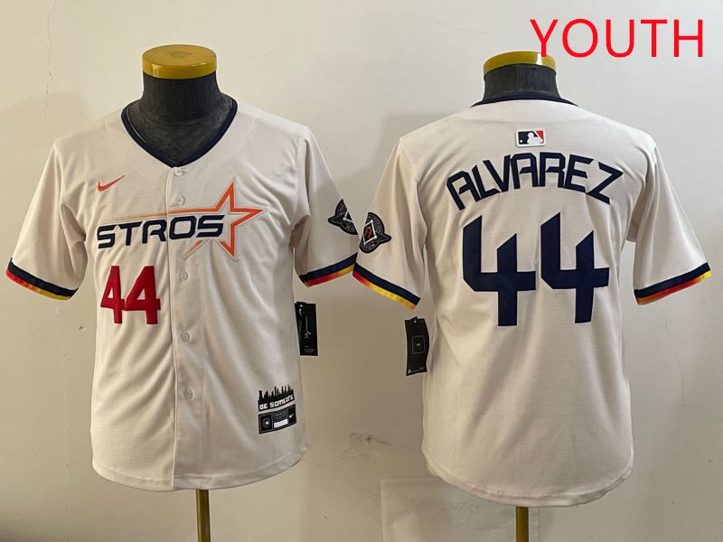 Youth Houston Astros #44 Alvarez Cream Three generations Joint Name 2025 Nike MLB Jersey style 4111
